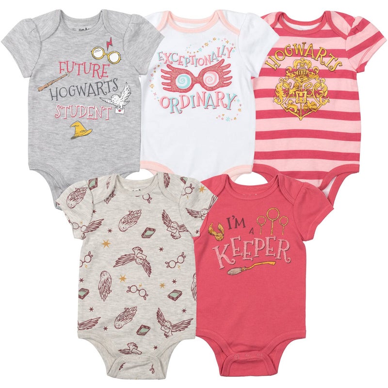 Harry Potter Newborn Baby Girls 5 Pack Bodysuits 3-6 Months - Image 1