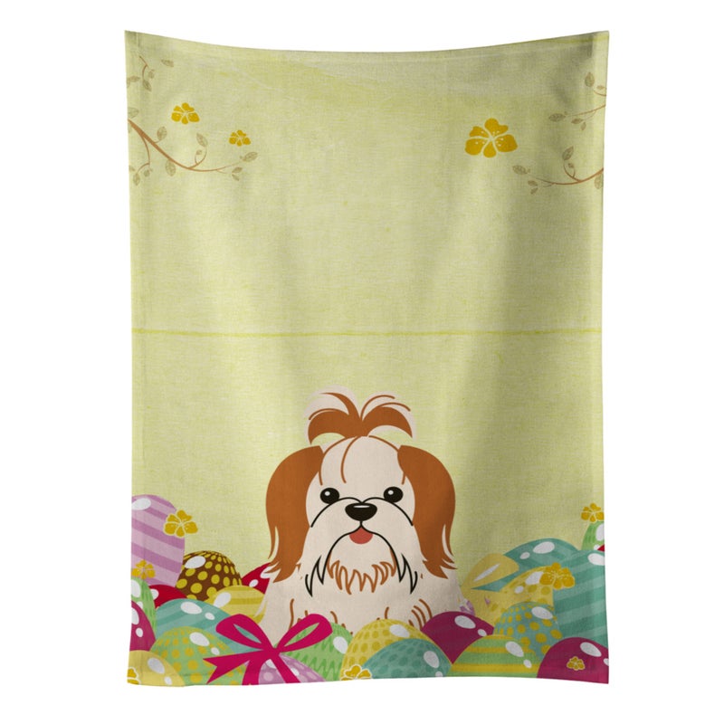 Caroline's Treasures ""Caroline's Treasures Easter Eggs Shih Tzu Red White Kitchen Towel  Multicolor  25"""" x 15""""""