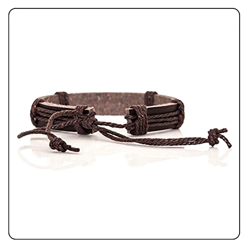 Fusamk Fashion Cross Tag Bangle Adjustable Leather Cuff Wristband Drawstring Rope Bracelet(Brown) - Image 4