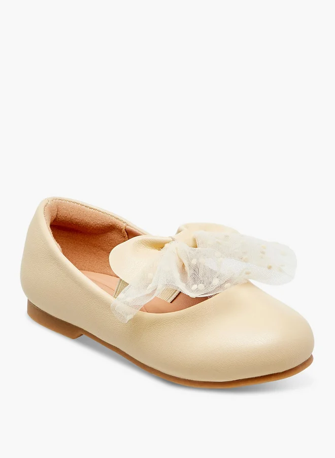 جونيورز Bow Accent Slip-On Ballerina Shoes with Elastic Strap