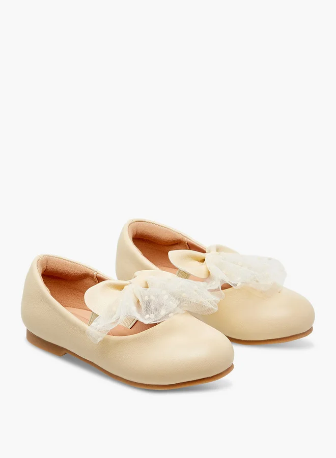 جونيورز Bow Accent Slip-On Ballerina Shoes with Elastic Strap