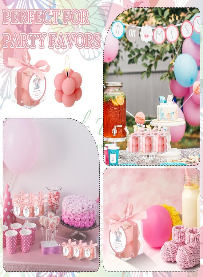 MTLEE 24 Sets Elephant Baby Shower Candle Favors Small Bubble Candle Baby Shower Favors for Guests Tea Candles Bulk with Stylish Ribbons Cards Gifts Party Decoration(Pink,Elephant) - Image 4