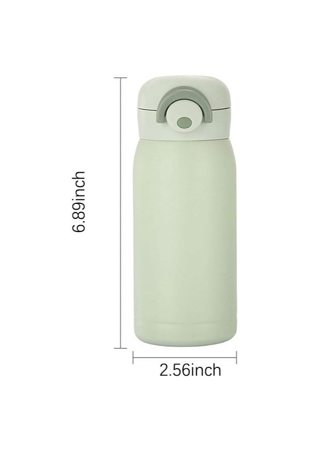 Generic - Mini Water Bottle,Thermal Cup With Snap Flip Lid Leak Proof,Cute Insulated Stainless Steel Bottle For Hot & Cold Drink,BPA Free,Perfect for Coffee,beverage,Water,Tea (Green, 350ml) - Image 1