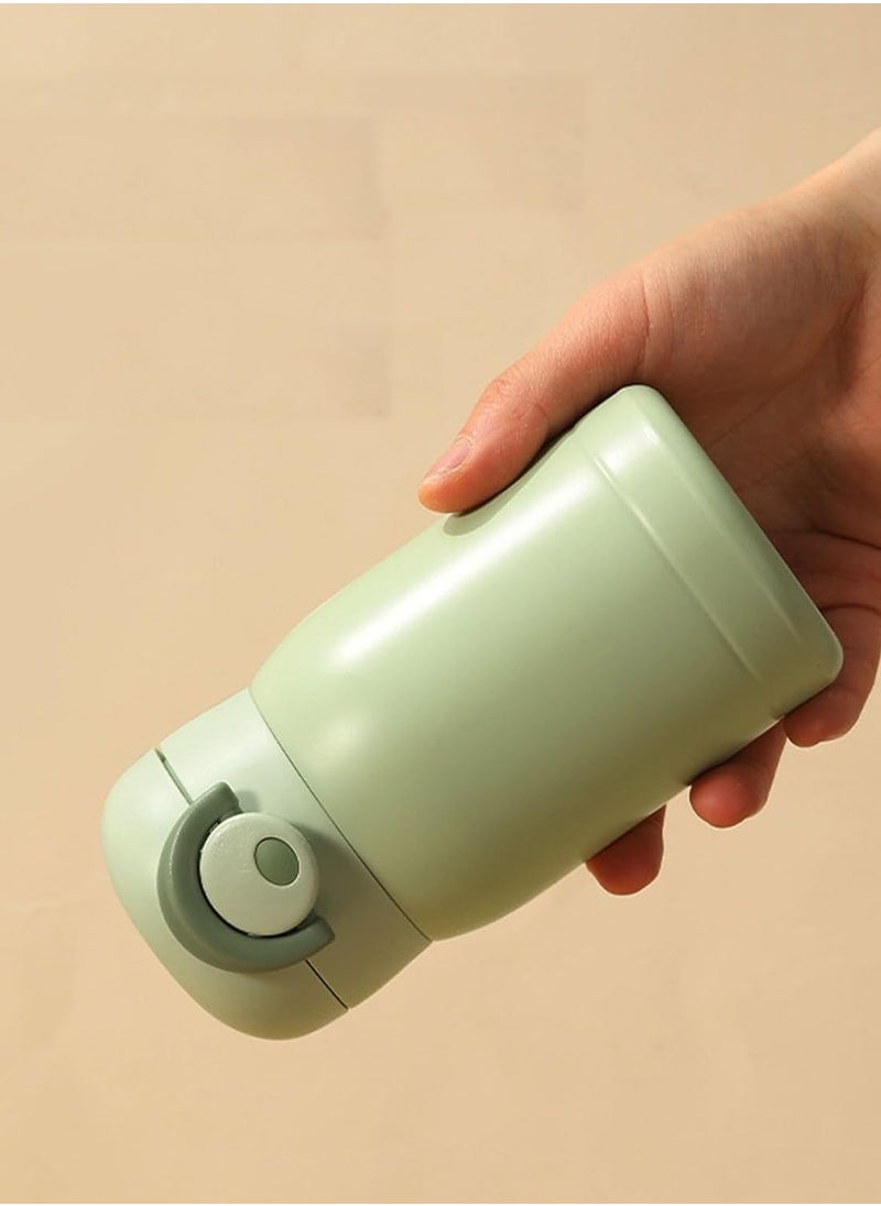 Generic - Mini Water Bottle,Thermal Cup With Snap Flip Lid Leak Proof,Cute Insulated Stainless Steel Bottle For Hot & Cold Drink,BPA Free,Perfect for Coffee,beverage,Water,Tea (Green, 350ml) - Image 1