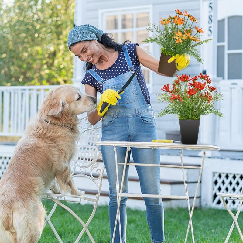 Luxsego Silk Artificial Flowers Coreopsis Faux Flowers, Potted Floral Decor for Garden, Wedding, Office Table Decor Idea for Her or Him, Decorative Home Accessories(16.7 in, Red) - Image 5