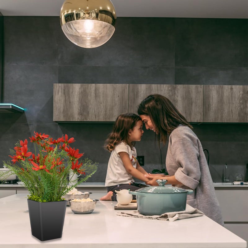 Luxsego Silk Artificial Flowers Coreopsis Faux Flowers, Potted Floral Decor for Garden, Wedding, Office Table Decor Idea for Her or Him, Decorative Home Accessories(16.7 in, Red) - Image 4