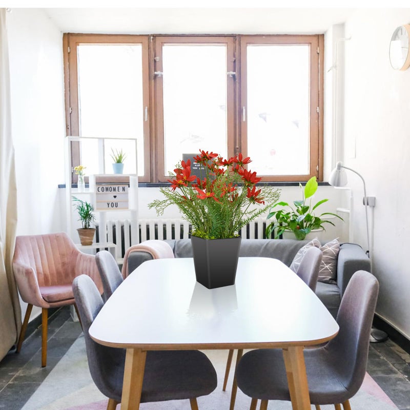 Luxsego Silk Artificial Flowers Coreopsis Faux Flowers, Potted Floral Decor for Garden, Wedding, Office Table Decor Idea for Her or Him, Decorative Home Accessories(16.7 in, Red) - Image 3