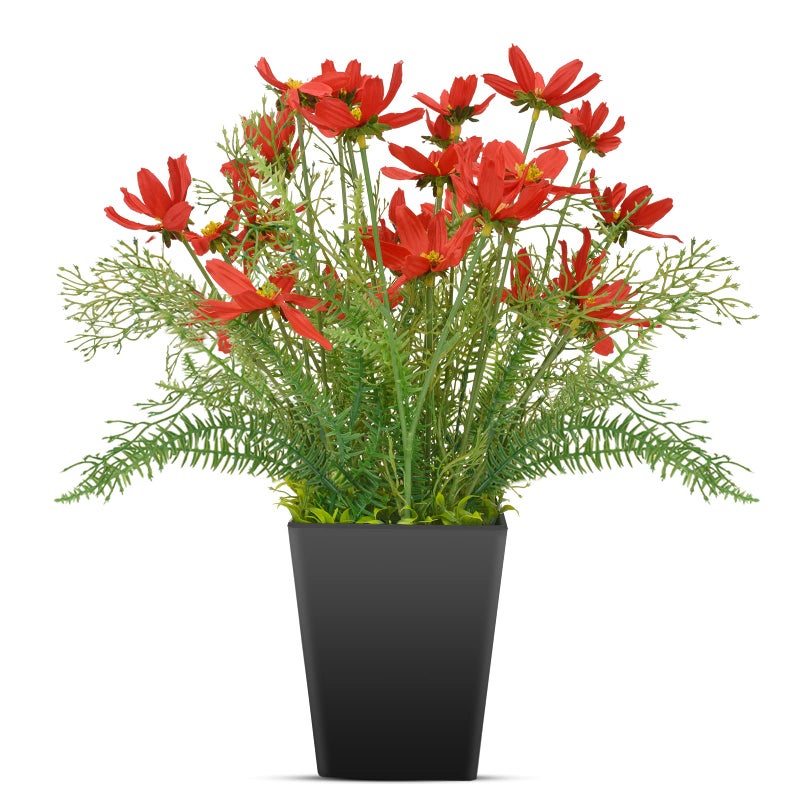 Luxsego Silk Artificial Flowers Coreopsis Faux Flowers, Potted Floral Decor for Garden, Wedding, Office Table Decor Idea for Her or Him, Decorative Home Accessories(16.7 in, Red) - Image 1