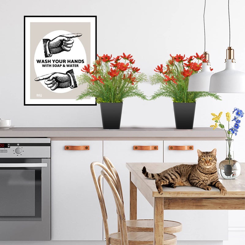 Luxsego Silk Artificial Flowers Coreopsis Faux Flowers, Potted Floral Decor for Garden, Wedding, Office Table Decor Idea for Her or Him, Decorative Home Accessories(16.7 in, Red) - Image 2