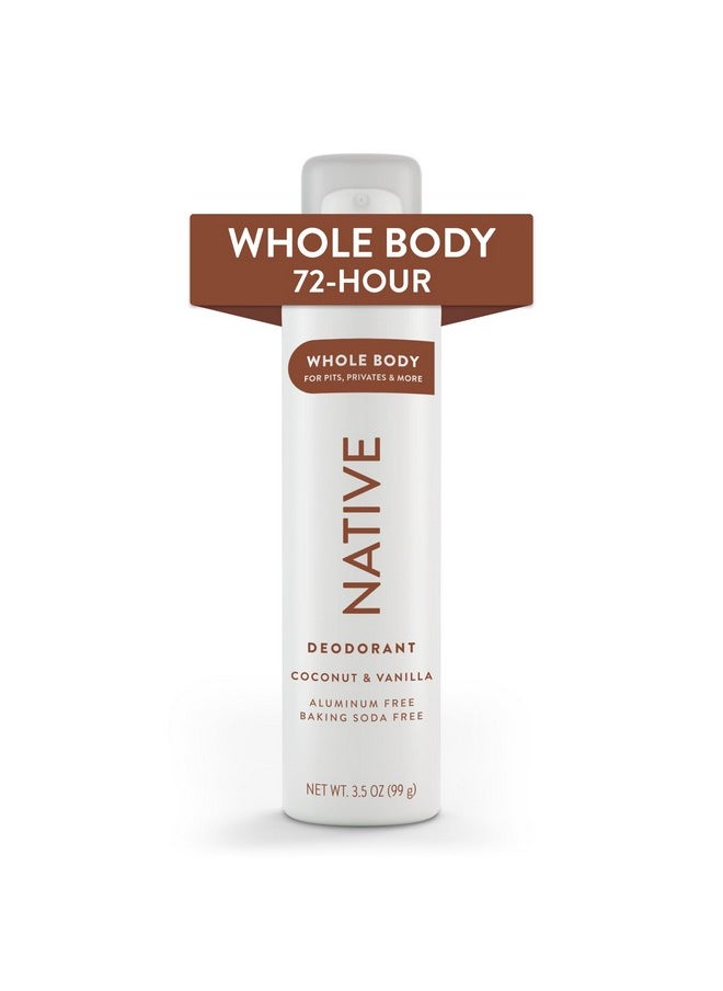 native - Whole Body Deodorant Spray Contains Naturally Derived Ingredients, Deodorant For Women & Men | 72 Hour Odor Protection, Aluminum Free With Coconut Oil And Shea Butter | Coconut & Vanilla - Image 1