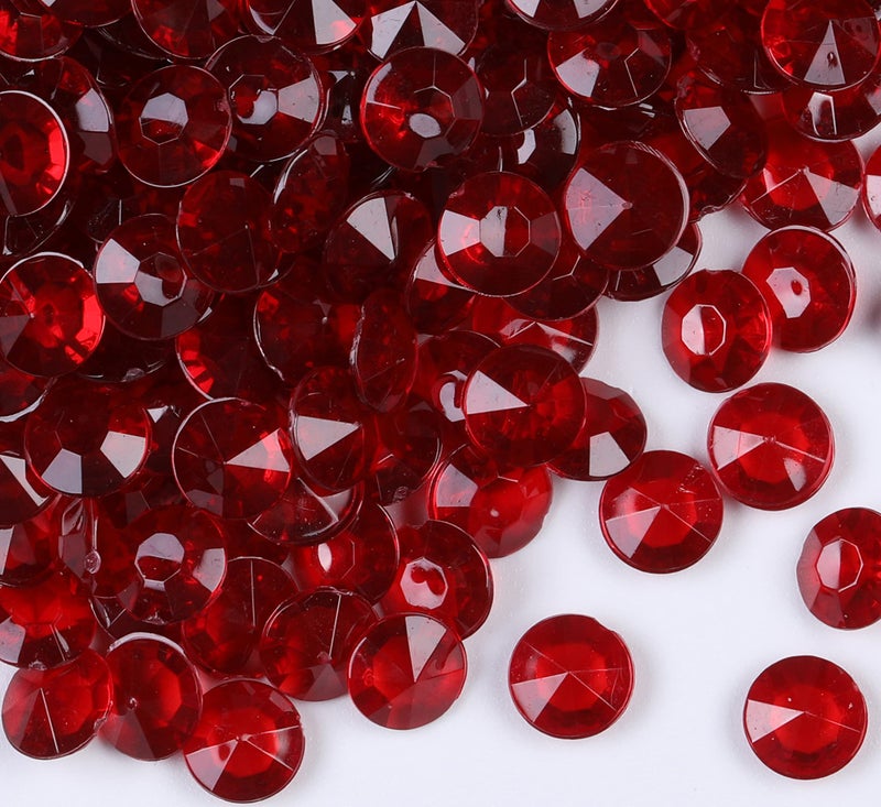 Gintoaria 1000pcs/ Pack Wedding Table Acrylic Diamond Scatter Crystals Confetti Acrylic Gems Vase Fillers Rhinestones for Wedding, Bridal Shower, Vase Beads Decorations (10mm, Burgundy) - Image 1