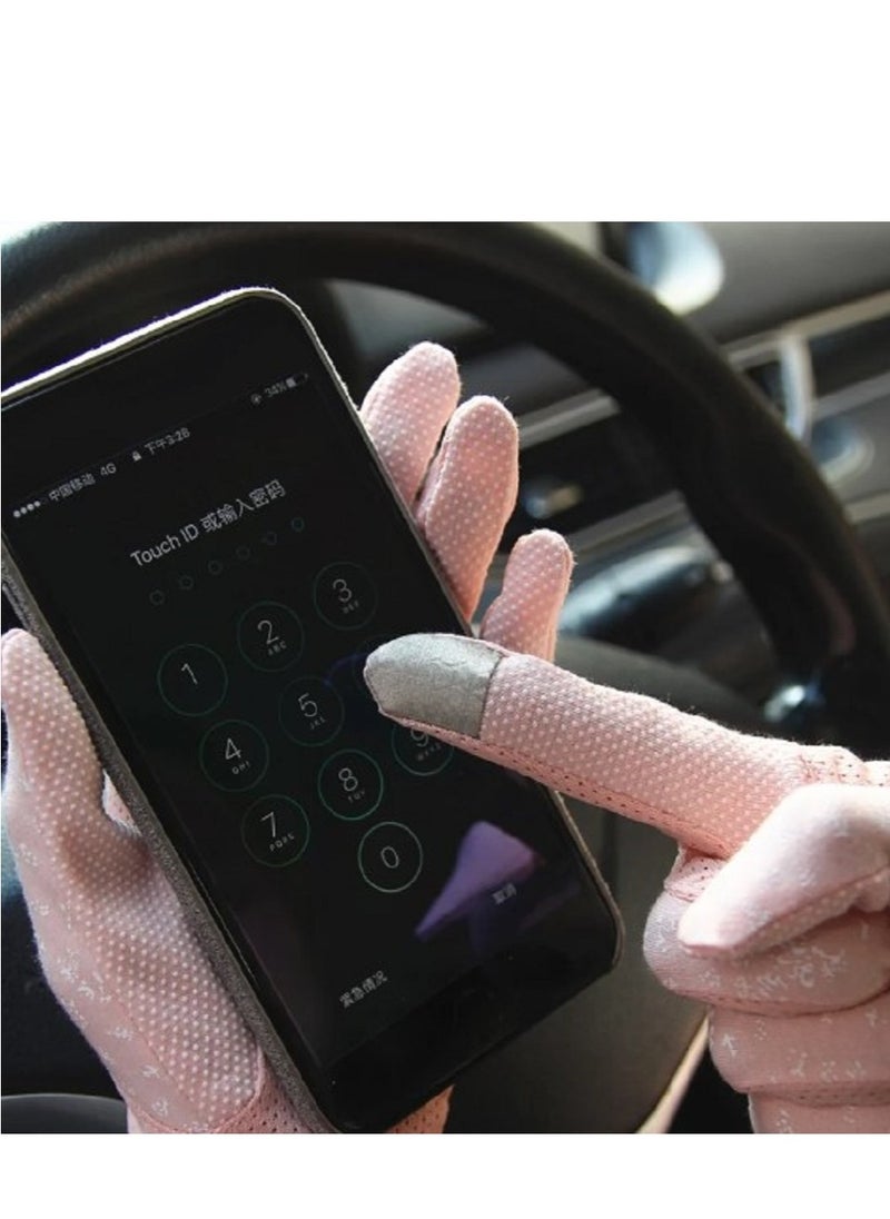 Generic Women's driving gloves that protect against ultraviolet rays and provide warmth in the winter, in a distinctive pink color  - Image 3
