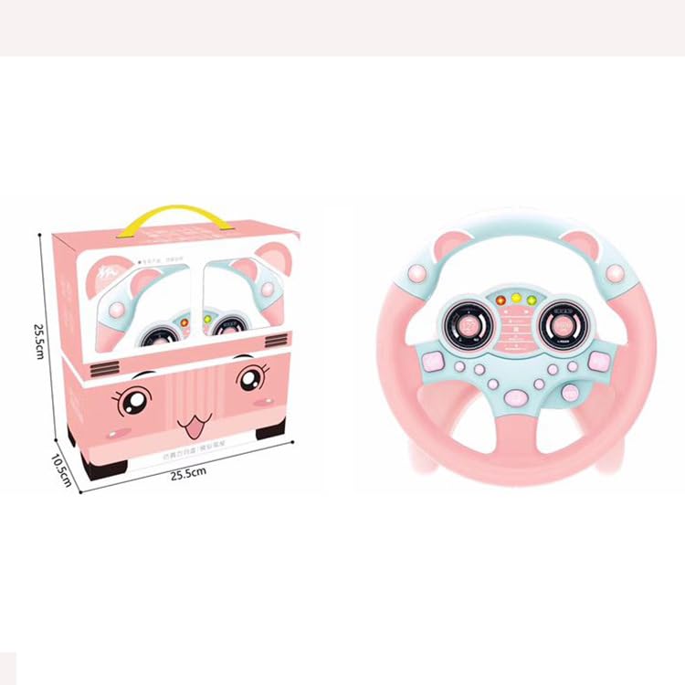 Yohencin Simulated Driving Controller Portable Simulated Steering Wheel Copilot Toy Children's Small Steering Toy Gift Funny Interactive Driving Wheel with Music. (Pink) - Image 5