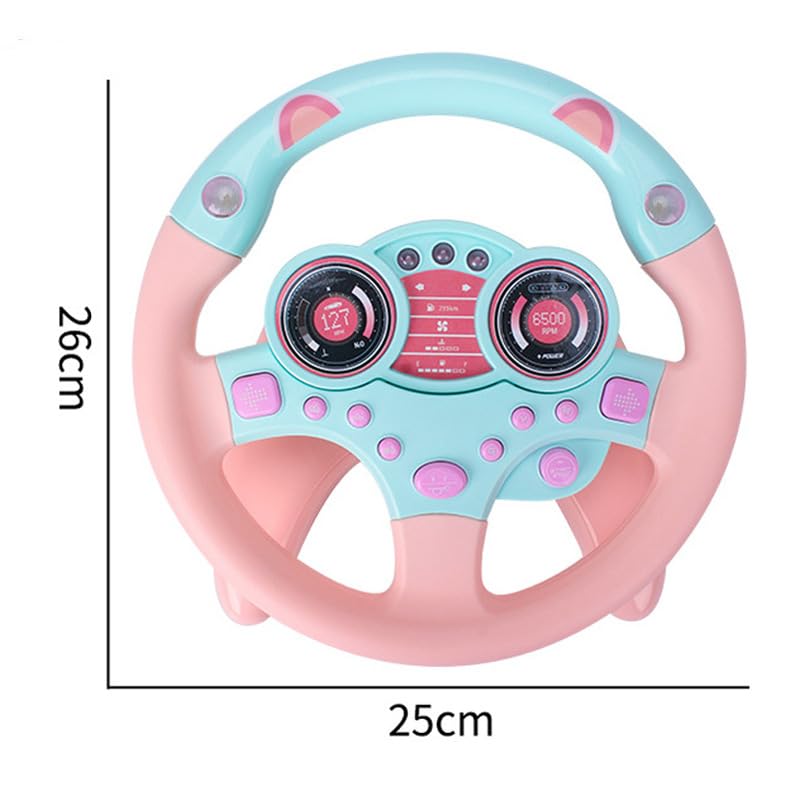 Yohencin Simulated Driving Controller Portable Simulated Steering Wheel Copilot Toy Children's Small Steering Toy Gift Funny Interactive Driving Wheel with Music. (Pink) - Image 4