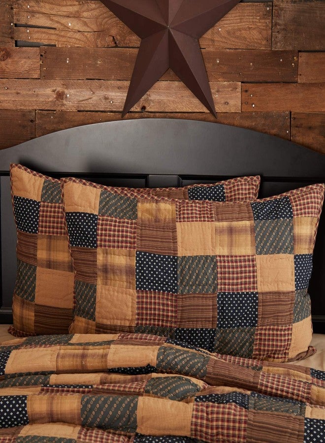 في أتش سي براندز ديكور غرفة نوم مستطيل الشكل من ماركة VHC Brands، مزين برقعة وطنية، غطاء وسادة بحجم كينج، أحمر، 21 × 37 - Image 2