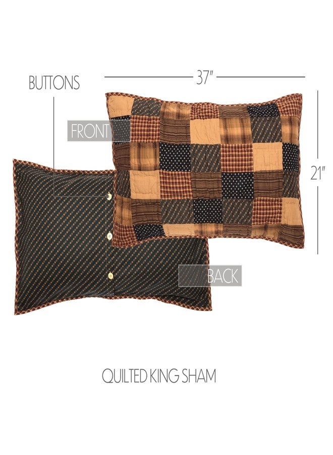 في أتش سي براندز ديكور غرفة نوم مستطيل الشكل من ماركة VHC Brands، مزين برقعة وطنية، غطاء وسادة بحجم كينج، أحمر، 21 × 37 - Image 3