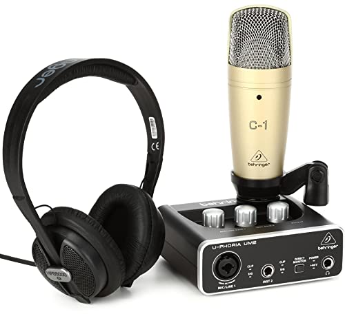 Behringer UPHORIA STUDIO Complete RecordingPodcasting Bundle with USB Audio Interface Condenser Microphone Studio Headphones and More