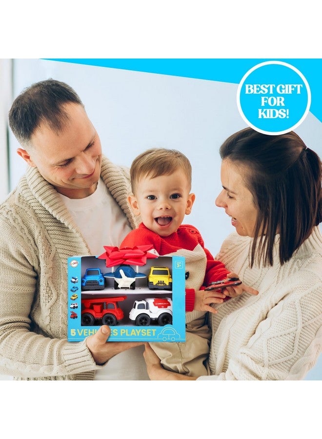 Playkidiz 5 Pack Toddler Car Toys Playset - Toy Cars, Including Airplane, Fire Truck, Ambulance, Pick Up Truck and Jeep, Ideal Car Set Gift for Ages 3-5 (Colors May Vary) - Image 5