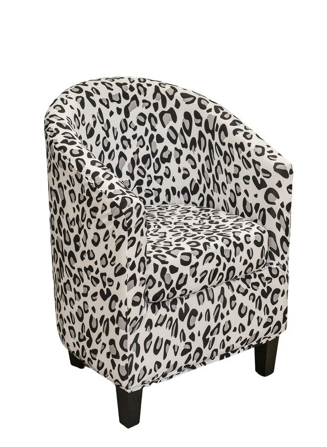 Jusmate Stretch Club Chair Slipcover, 2-Piece Tub Chair Cover Printed Barrel Chair Slipcover with Elastic Bottom, Non Slip Armchair Covers Furniture Protector for Bar Counter Living Room (White/Black) - Image 1