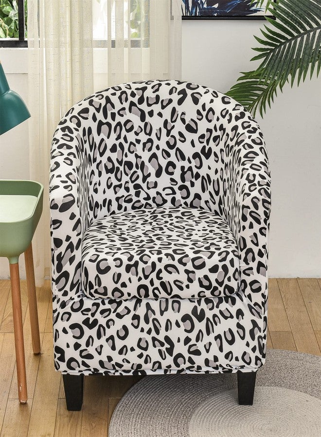 Jusmate Stretch Club Chair Slipcover, 2-Piece Tub Chair Cover Printed Barrel Chair Slipcover with Elastic Bottom, Non Slip Armchair Covers Furniture Protector for Bar Counter Living Room (White/Black) - Image 2