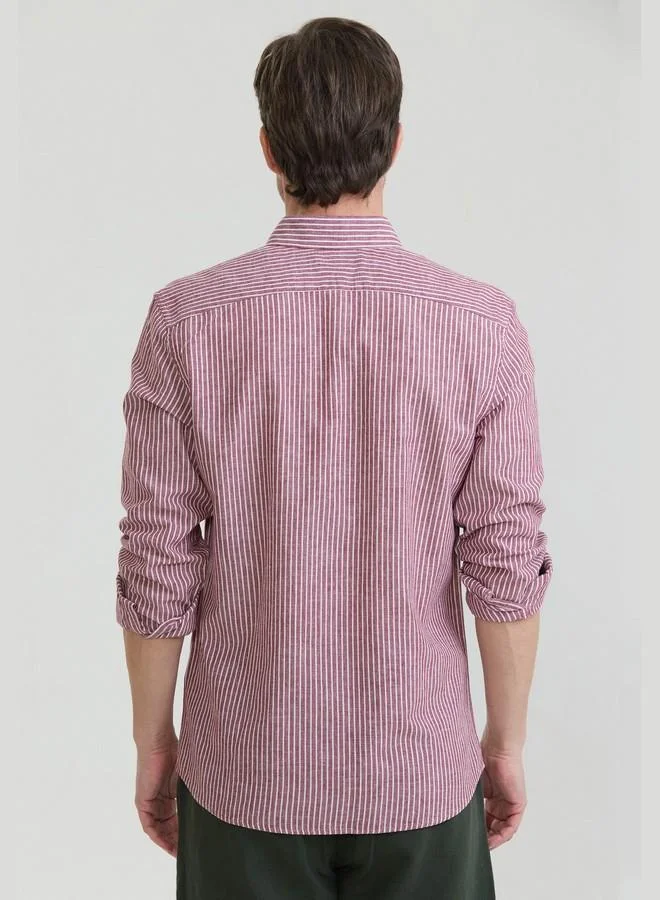 FELIX HARDY Men's Cotton Linen Blend Long Sleeve Shirt