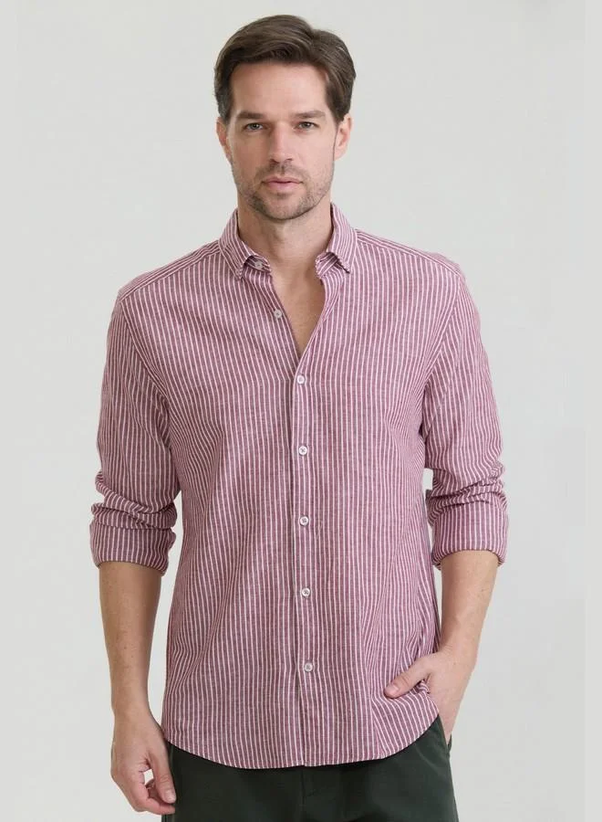 FELIX HARDY Men's Cotton Linen Blend Long Sleeve Shirt