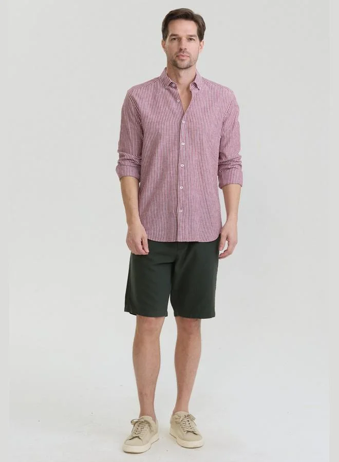 FELIX HARDY Bordeaux Men's Cotton Linen Blend Long Sleeve Shirt for Men | Best Price UAE