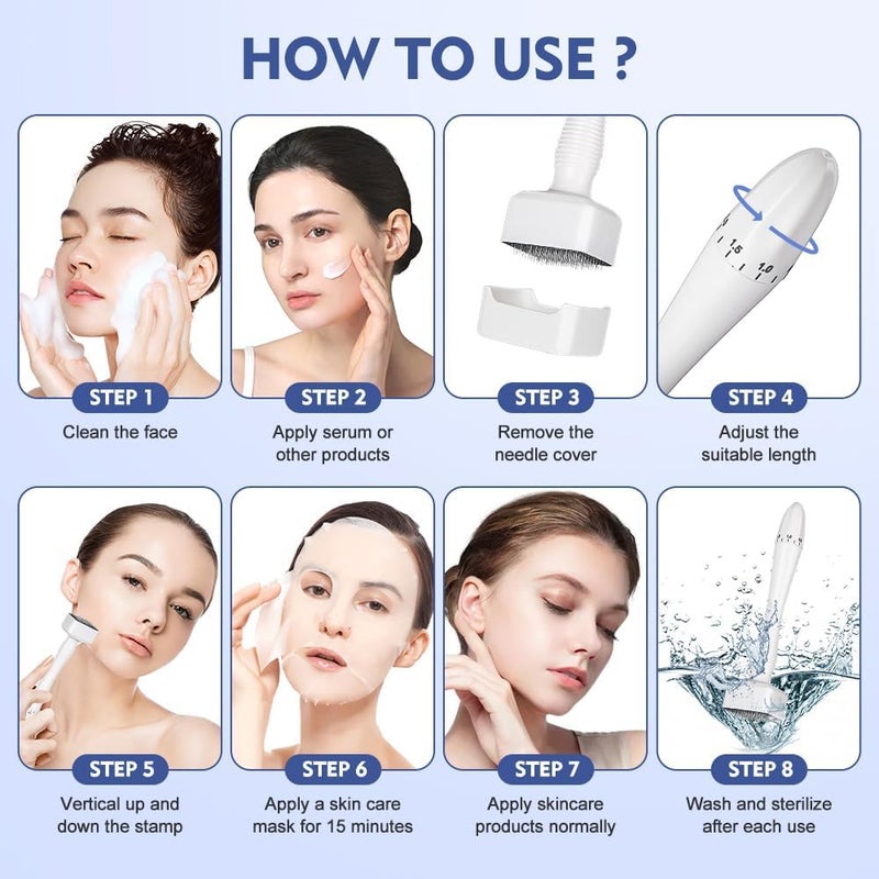 Kueh Original Derma Microneedling Beauty Tool - Professional Adjustable Amazing Beauty Skin Pen for Women Men - Derma Roller Alternative (White) - Image 2