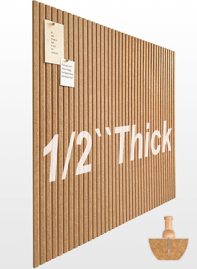 AkuDecor Large Cork Boards for Walls 48"x 36" - 1/2” Thick Bulletin Board, 12 Pack Felt Wall Tiles with Slat Wall Paneling, Pin Board Corkboards for Office - Copper - Image 1