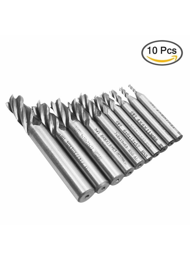 AFUNTA 4-Flute End Mill Straight Shank Drill Bits - 10 Pieces - Image 2