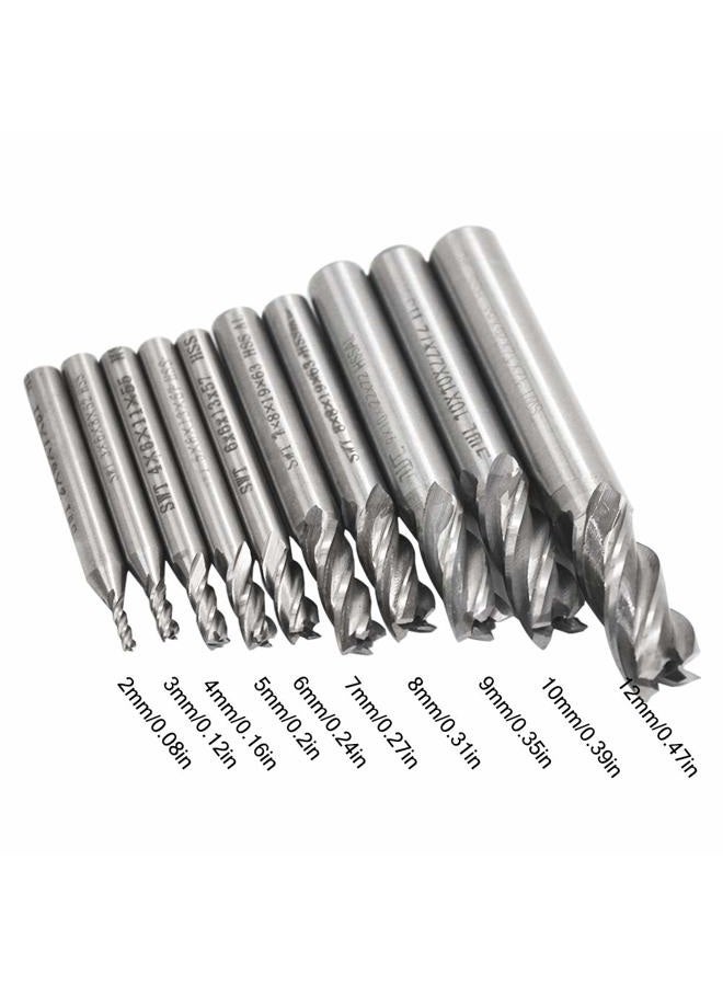 AFUNTA 4-Flute End Mill Straight Shank Drill Bits - 10 Pieces - Image 3