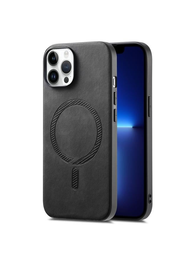 Zaboon Case For iPhone 13 Pro Max Solid Color Retro Magsafe PU Back Cover Phone Case - Image 1