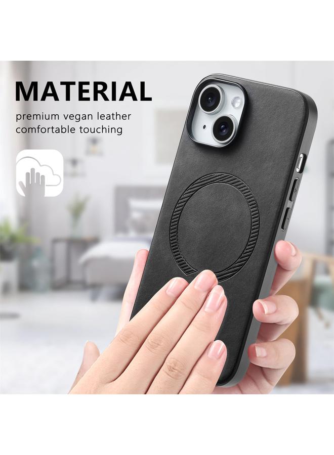 Zaboon Case For iPhone 13 Pro Max Solid Color Retro Magsafe PU Back Cover Phone Case - Image 5