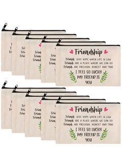 Saintrygo Saintrygo 10 Pieces Friendship Gifts for Women Good Friend Cosmetic Bags Funny Long Distance Friendship Makeup Bags Christmas Gift Travel Toiletry Makeup Zipper Pouch for BFF Soul Sister(Leaf Style) 