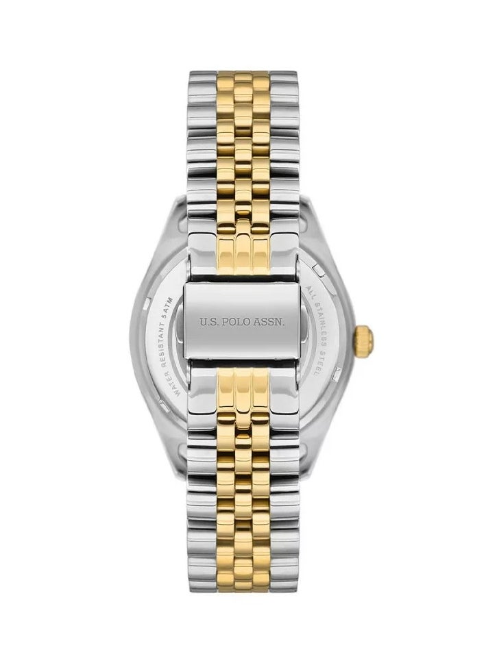 U.S. Polo Assn. Fundamental Women's 37mm Watch with Green Dial & Two Tone Bracelet  - Image 3
