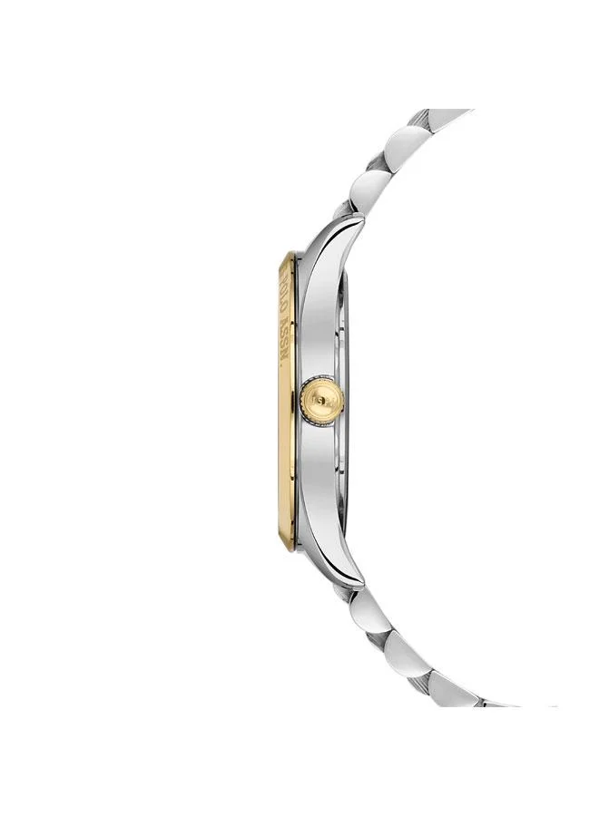 يو اس بولو اسن ساعة نسائية أساسية بقرص أخضر وسوار بلونين 37 ملم