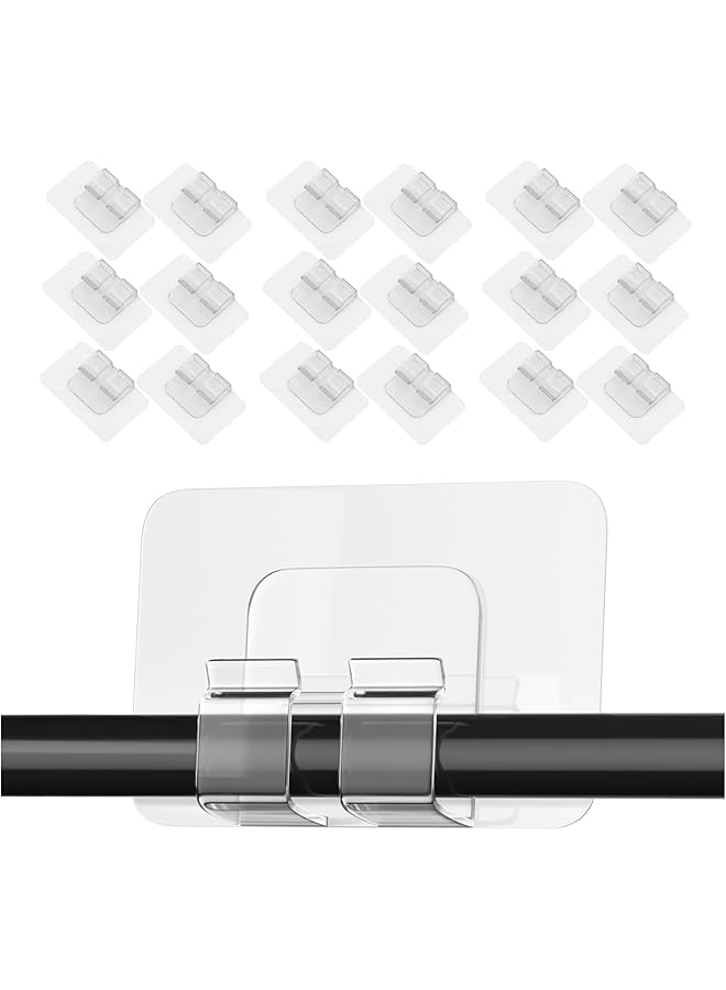 Green Tiger 40 Pcs Adhesive Cable Clips Clear, Wire Holder Cord Organizer for Cable Management Under Desk, No Tools Wall Cable Organizer Clips, Fixing Hook for LED, Car Dash Cam, USB Cable - Image 1