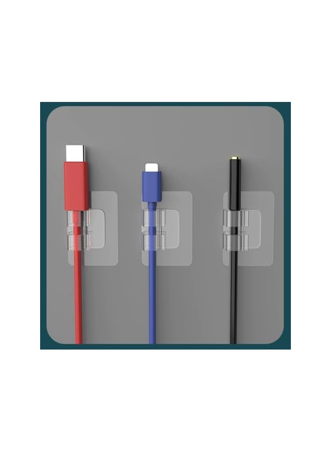 Green Tiger 40 Pcs Adhesive Cable Clips Clear, Wire Holder Cord Organizer for Cable Management Under Desk, No Tools Wall Cable Organizer Clips, Fixing Hook for LED, Car Dash Cam, USB Cable - Image 5