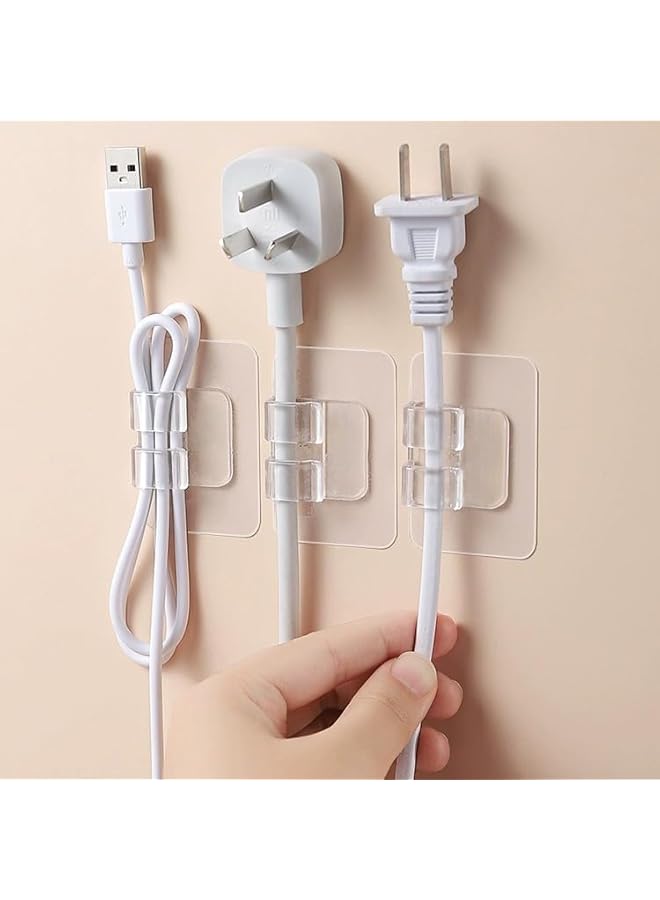 Green Tiger 40 Pcs Adhesive Cable Clips Clear, Wire Holder Cord Organizer for Cable Management Under Desk, No Tools Wall Cable Organizer Clips, Fixing Hook for LED, Car Dash Cam, USB Cable - Image 4