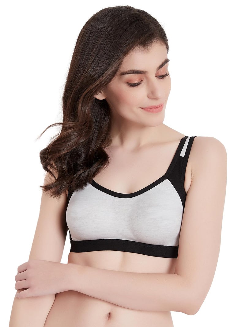 Clovia Women's Cotton Non-Padded Wire Free Sports Bra (BR2101A0134C_Grey_34C) - Image 1