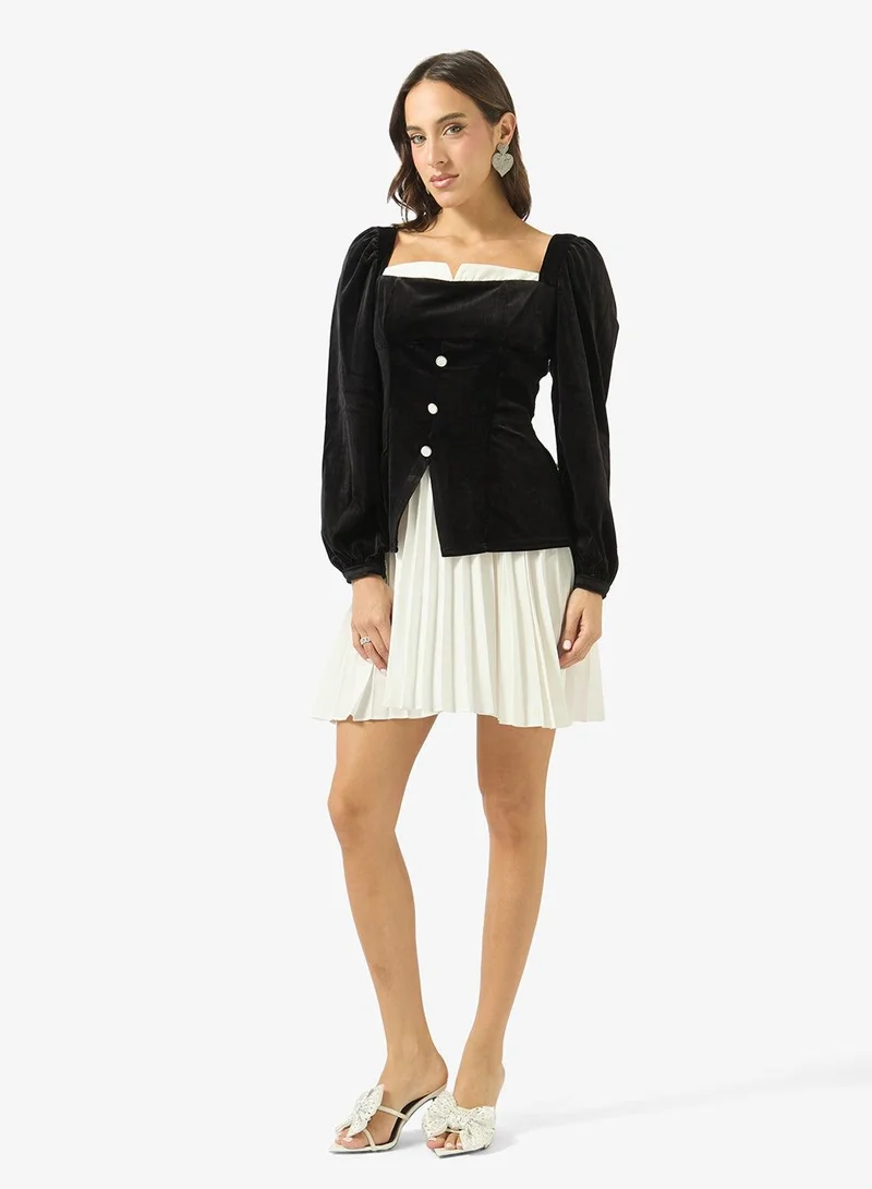 Ginger Structured Tailored Dress with Frill Detail