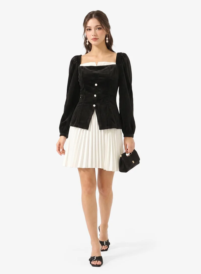 Ginger Structured Tailored Dress with Frill Detail