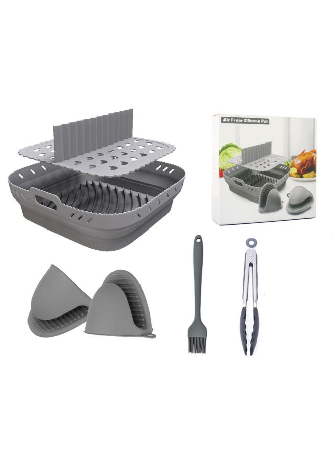 8.5-Inch Air Fryer Pad Square Baking Tray Oil Brush Food Clamp Set Black Grey Kraft Paper Box Silicone Material Comfortable Style-Specifications:Red (zipper Bag)  - Image 4