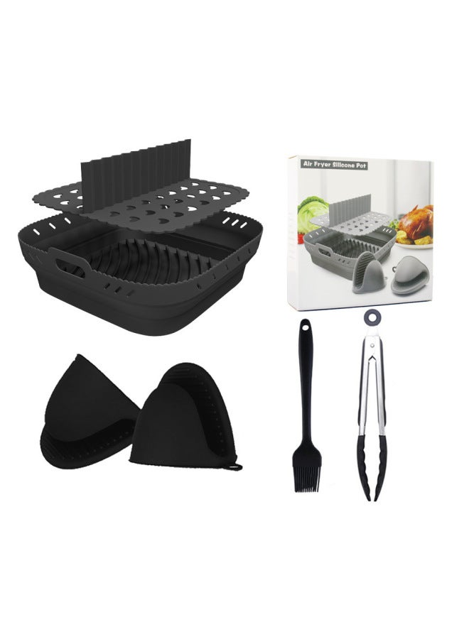 8.5-Inch Air Fryer Pad Square Baking Tray Oil Brush Food Clamp Set Black Grey Kraft Paper Box Silicone Material Comfortable Style-Specifications:Red (zipper Bag)  - Image 3