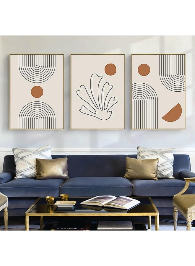 Home Trove Hmdkhi Modern Geometric Line Picture, Abstract Picture Set, Living Room, Bedroom, Poster Wallpaper Art Decoration, Frameless (Wall Picture-6.20 X 30 Cm X 3) - Image 1