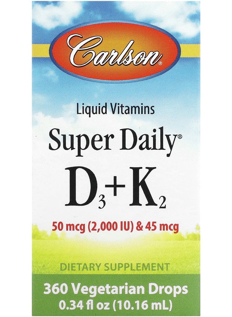 فيتامينات سائلة، سوبر دي 3+ك2، 0.34 أونصة سائلة (10.16 مل)