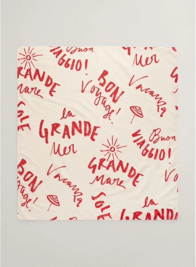 غانت Gant Text Printed Cotton Silk Scarf