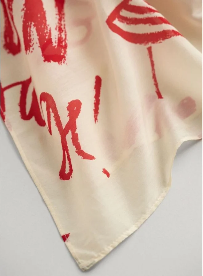 غانت Gant Text Printed Cotton Silk Scarf