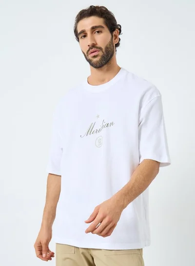 Styli Styli Waffle Textured City Text Print Oversized T-Shirt
