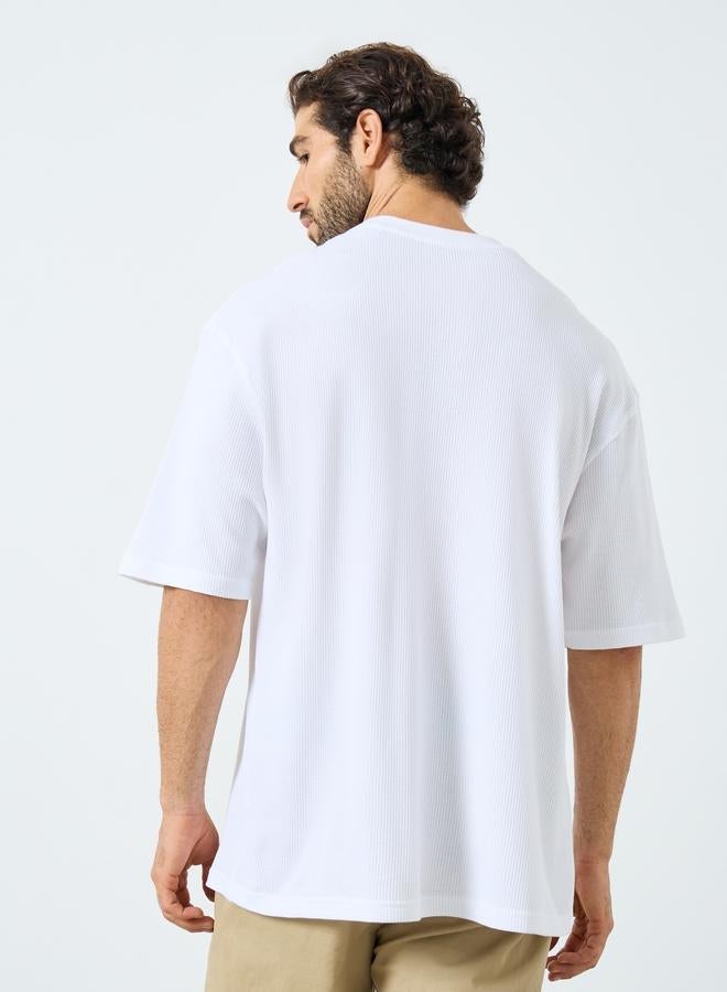 Styli Waffle Textured City Text Print Oversized T-Shirt - Image 4